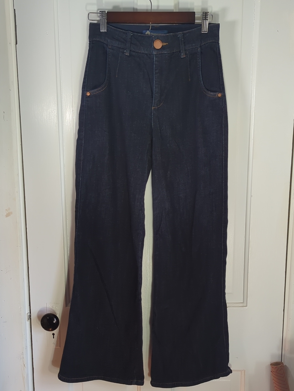 Democracy "Ab"Solution Skyrise Wide Leg Jeans In Dark Wash